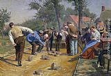 Playing Boules iin a Flemish Village by Remy Cogghe